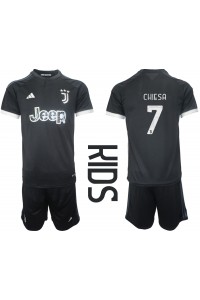 Fotbalové Dres Juventus Federico Chiesa #7 Dětské Třetí Oblečení 2023-24 Krátký Rukáv (+ trenýrky)